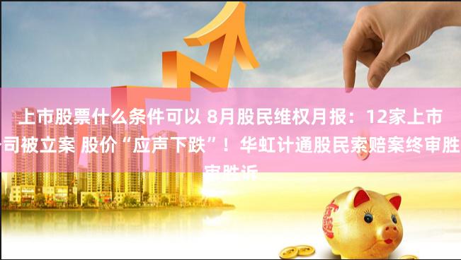 上市股票什么条件可以 8月股民维权月报：12家上市公司被立案 股价“应声下跌”！华虹计通股民索赔案终审胜诉