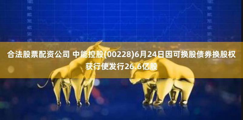 合法股票配资公司 中能控股(00228)6月24日因可换股债券换股权获行使发行26.6亿股
